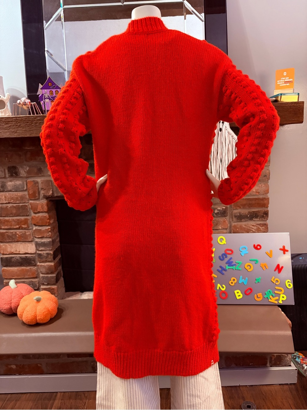 LEGO x Target Red Popcorn Knit Long Cardigan Wool Blend - Picture 6 of 10